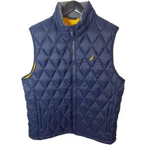 Nautica Men's Tempasphere Quilted Vest XXL Navy Gold Excellent Condition